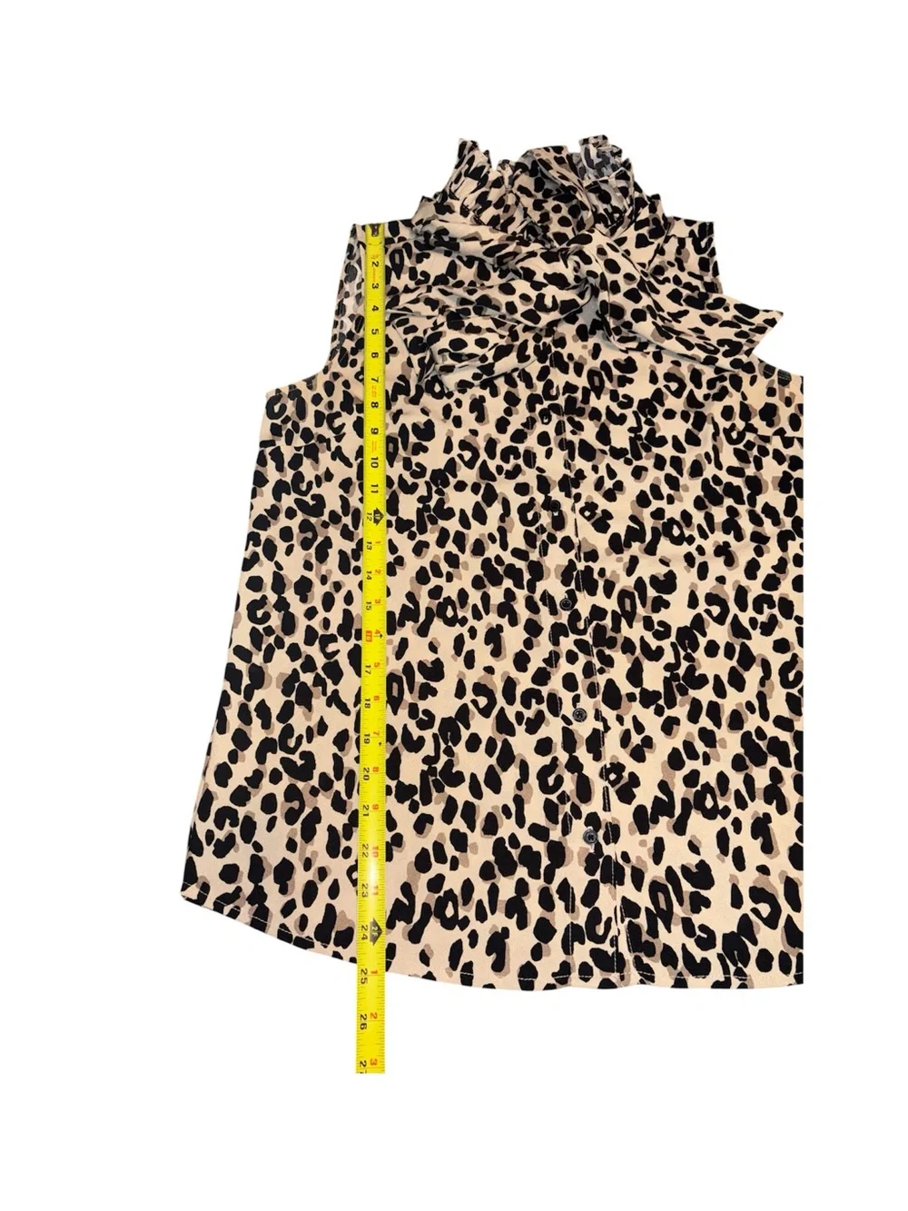 Halogen Sleeveless Tie Neck Leopard Print Blouse Careerwear Formal Size Small - Picture 9 of 16